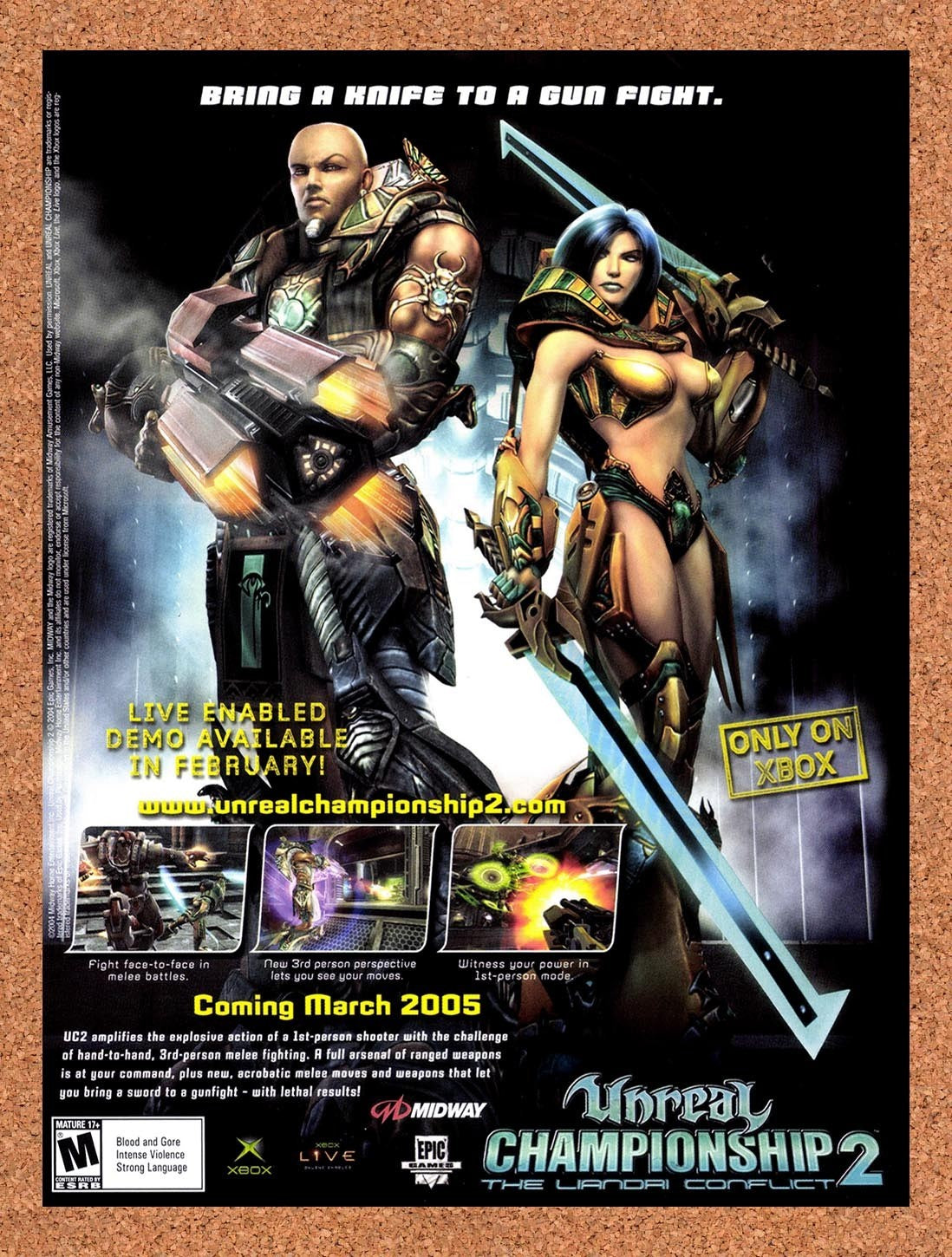 2005 Unreal Championship 2 The Liandri Conflict Xbox Original Ad / Promo v1
