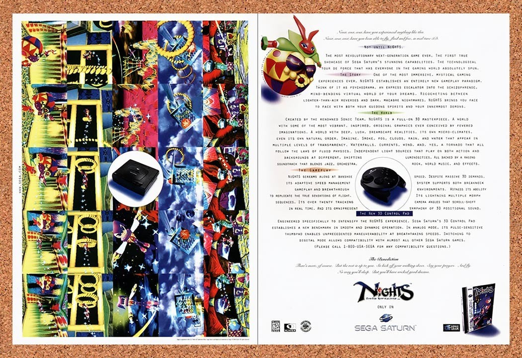 1996 Nights Into Dreams Saturn Original Advertisement / Retro Promo v1