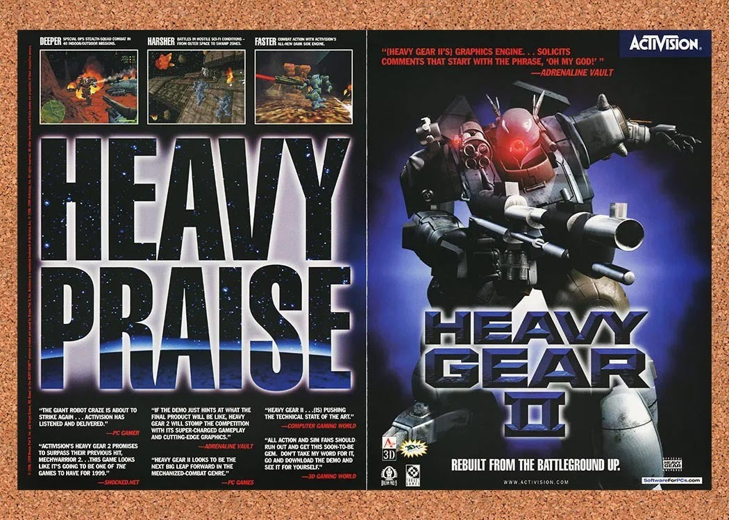 1999 Heavy Gear II PC Original Advertisement / Retro Promo v1