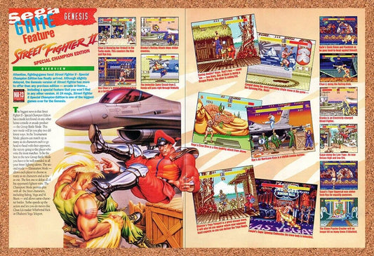 1992 Street Fighter II Champion Edition Genesis Original Ad / Retro Wall Art v2