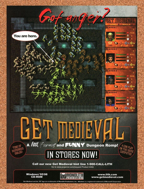 Get Medieval PC Original 2000 Ad Authentic Hack And Slash Video Game Promo