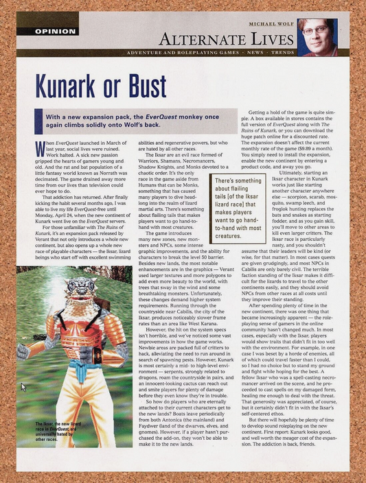1999 EverQuest 1 Ruins Of Kunark  Kunark Or Bust Original Ad / Retro Wall Art v4