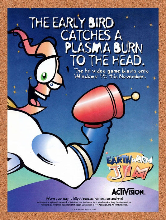 Earthworm Jim PC Original 1994 Vintage Ad - Early Bird Video Game Promo