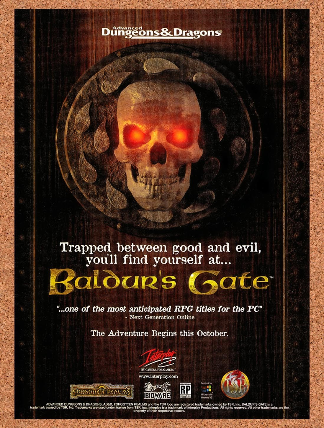 1997 Baldur's Gate PC Original Advertisement / Retro Promo v1