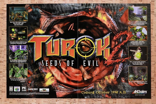 1997 Turok 2 Seeds Of Evil N64 Original Advertisement / Retro Wall Art v3