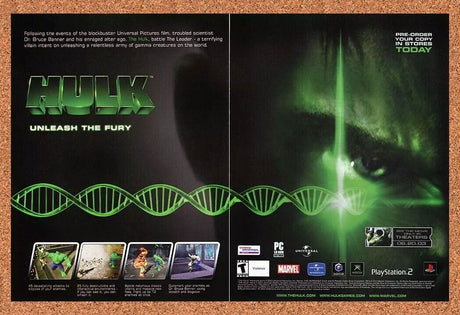 Hulk Unleash The Fury PS2 Original 2005 Ad Authentic Marvel Video Game Promo