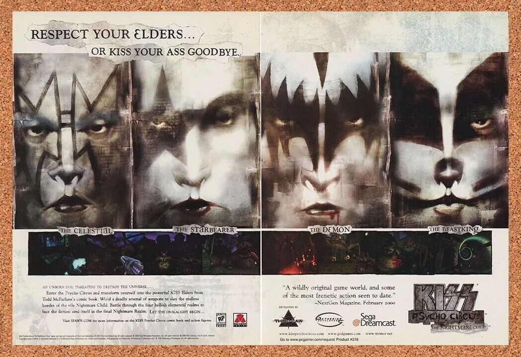 Kiss Psycho Circus Child Dreamcast Original 2002 Ad Authentic Video Game Promo