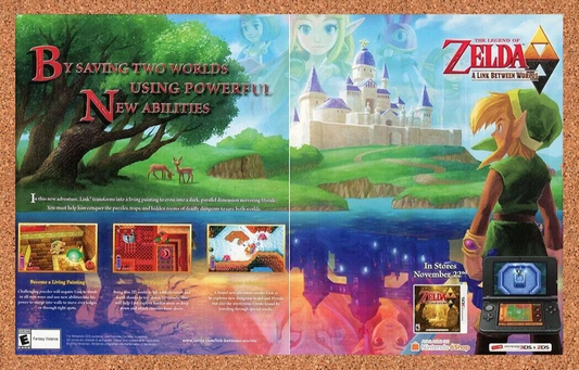 Legend Of Zelda A Link Between Worlds 3DS Original 2010 Ad Video Game Promo