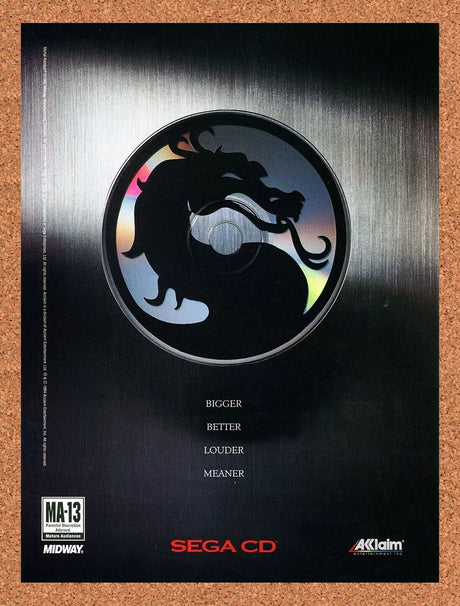Mortal Kombat Sega CD Original 1994 Ad Authentic Sega Video Game Promo