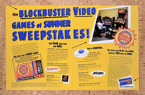 1996 Blockbuster Games Of Summer Sweepstakes Original Ad / Retro Wall Art v14
