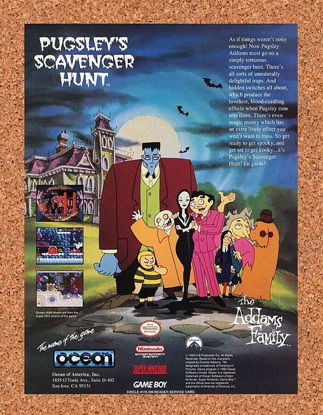 The Addams Family Pugsley's Hunt NES Original 1992 Ad Authentic Game Promo