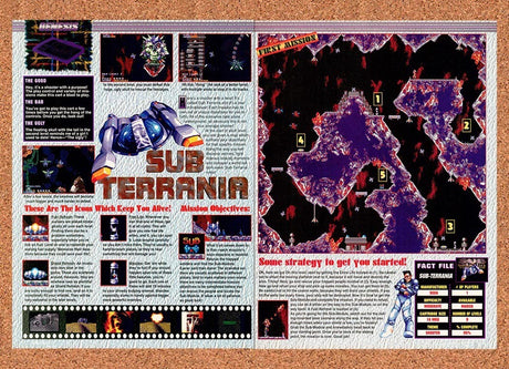 1994 Sub Terrania Genesis Original Advertisement / Retro Promo v3