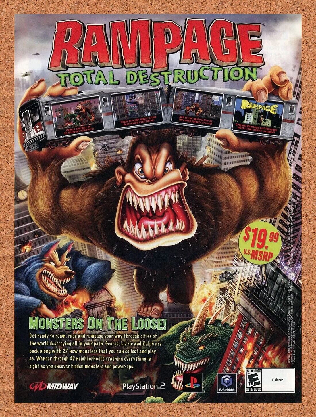 Rampage Total Destruction GameCube Original 2007 Ad Authentic Game Promo