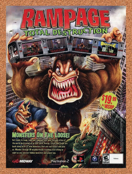 Rampage Total Destruction GameCube Original 2007 Ad Authentic Game Promo