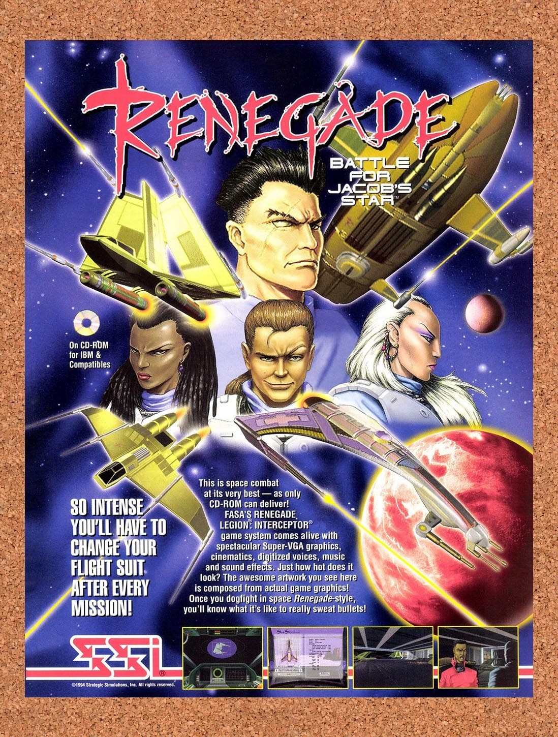 1995 Renegade Battle For Jacobs Star PC Original Advertisement / Retro Promo v1