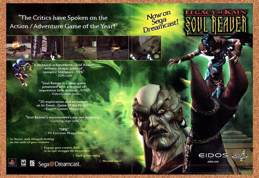 Legacy Of Kain Soul Reaver Dreamcast Original 2001 Vintage Ad - Video Game Promo