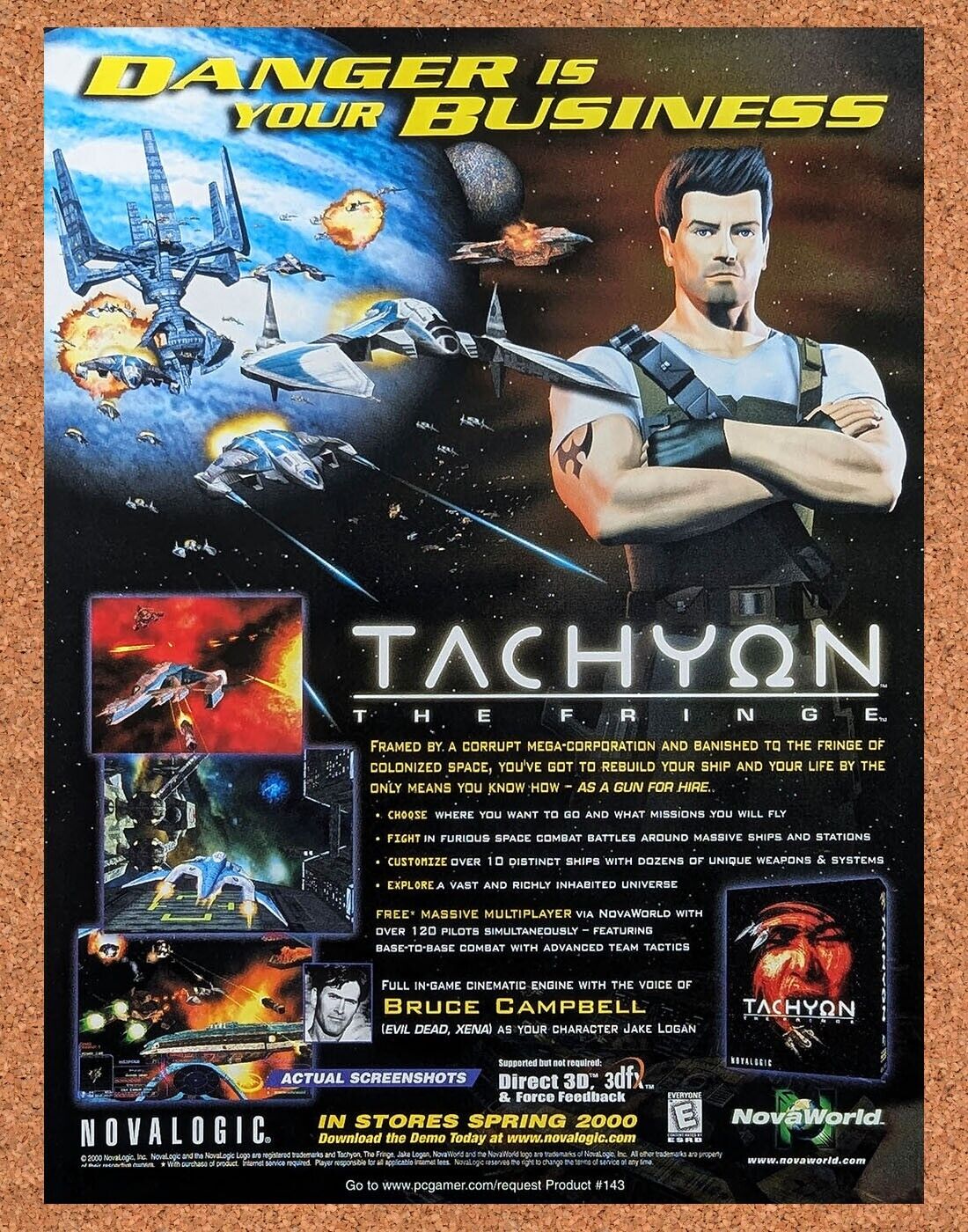 Tachyon The Fringe PC Original 2002 Ad Authentic Bruce Campbell Video Game Promo