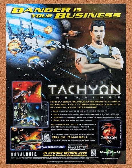 Tachyon The Fringe PC Original 2002 Ad Authentic Bruce Campbell Video Game Promo