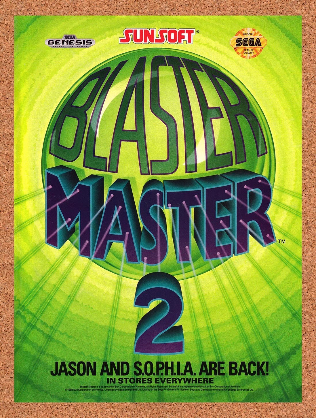 1993 Blaster Master 2 Genesis Original Advertisement / Retro Promo v1