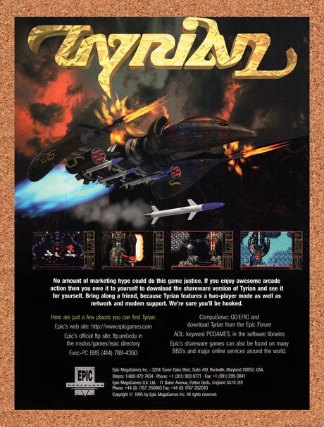 Tyrian PC Original 1995 Vintage Ad - Video Game Promo