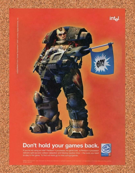 Unreal Tournament PC Original 2004 Ad Authentic Intel Pentium 4 Video Game Promo