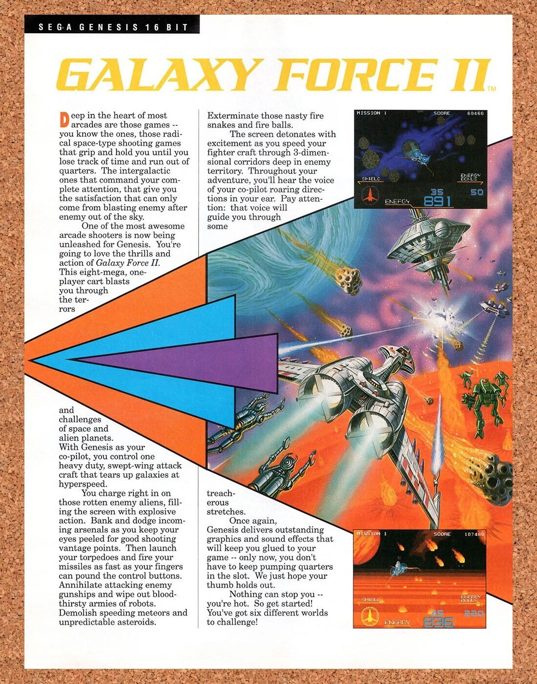 Galaxy Force II Genesis Original Advertisement / Retro Wall Art