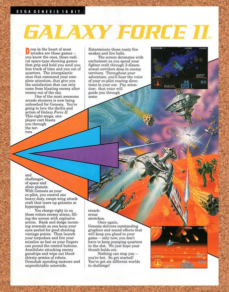 Galaxy Force II Genesis Original Advertisement / Retro Wall Art