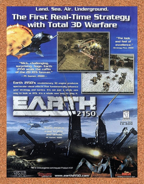Earth 2150 PC Original 2002 Ad Authentic SSI Future Mech RTS Video Game Promo
