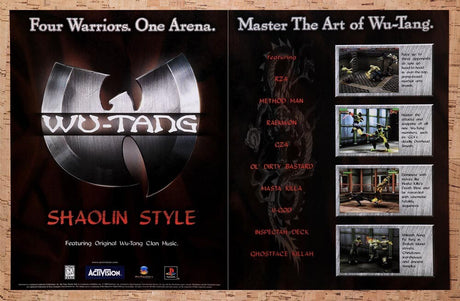 1999 Wu-Tang Shaolin Style PS1 Original Advertisement / Retro Wall Art v2