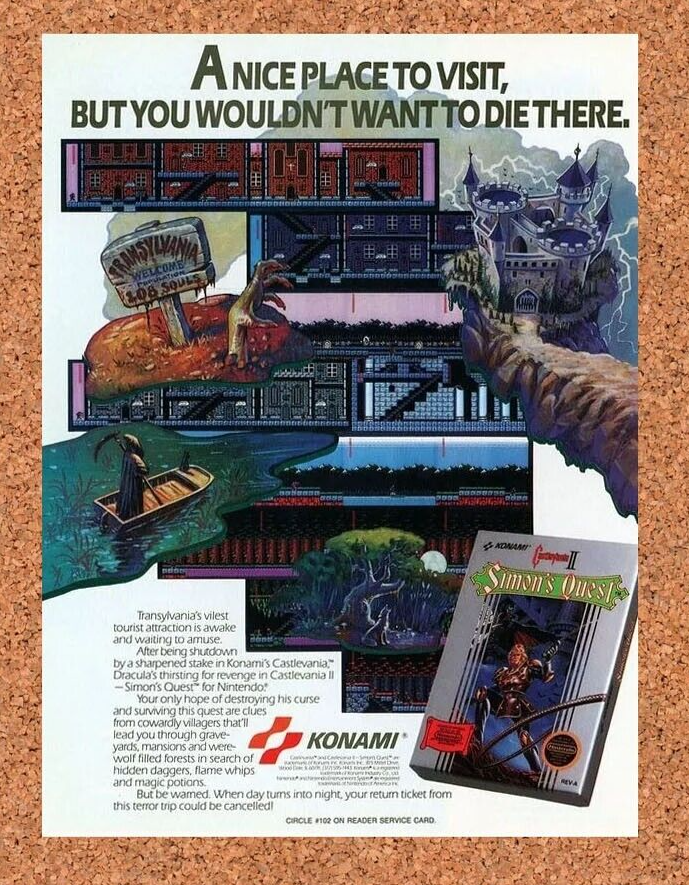Castlevania II NES Simon's Quest Original 1988 Ad Authentic Nintendo Promo