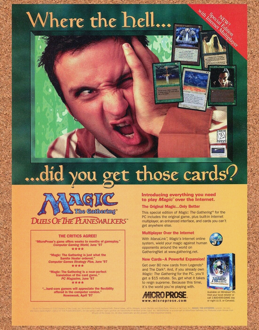 Magic The Gathering Original 1999 Print Ad Authentic Funny Retro Card Game Promo