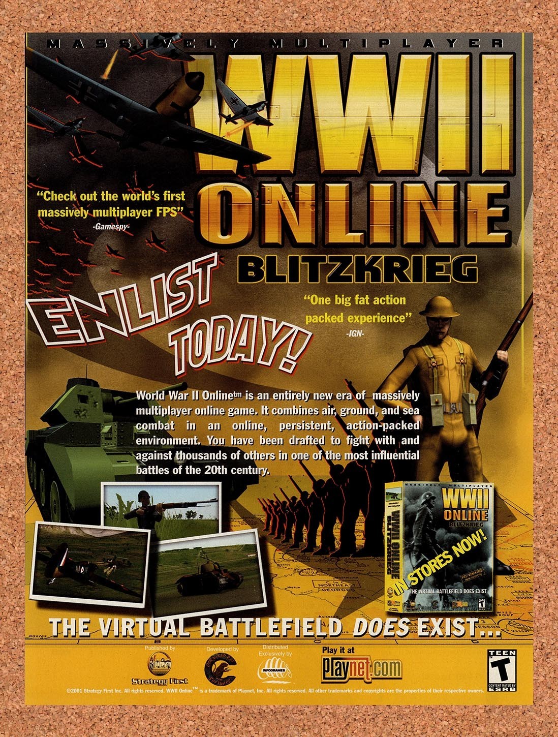 2001 WWII Online Blitzkrieg PC Original Advertisement / Retro Promo v1