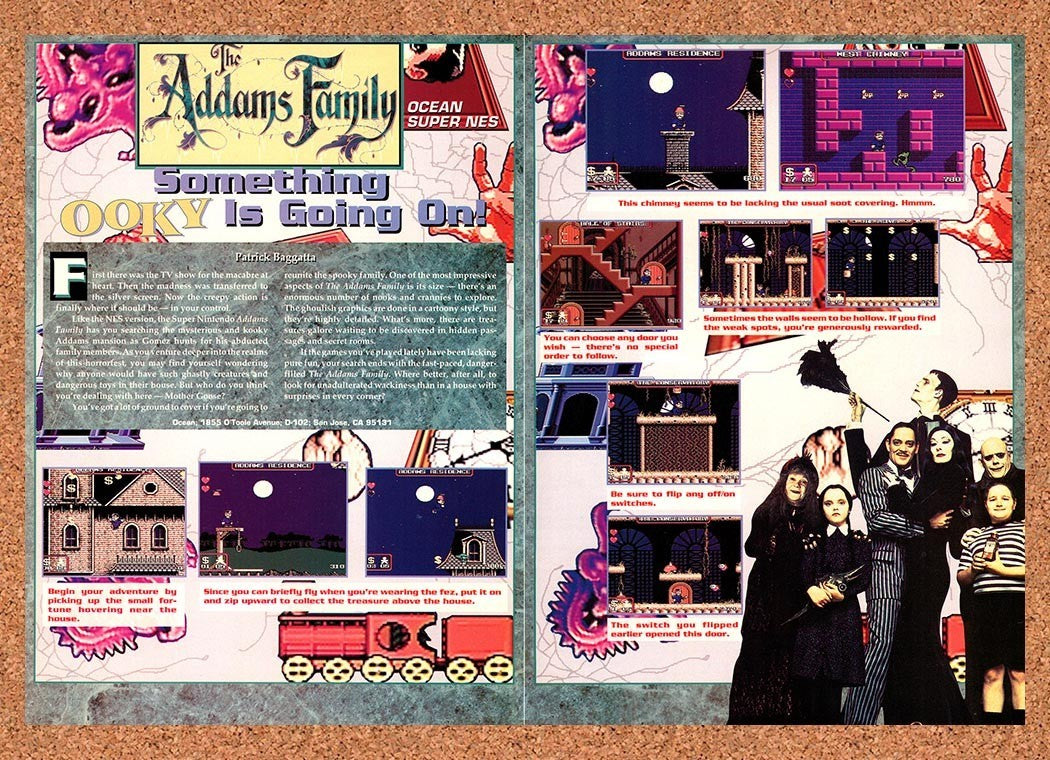 1992 Addams Family 1 SNES Original Advertisement / Retro Promo v4