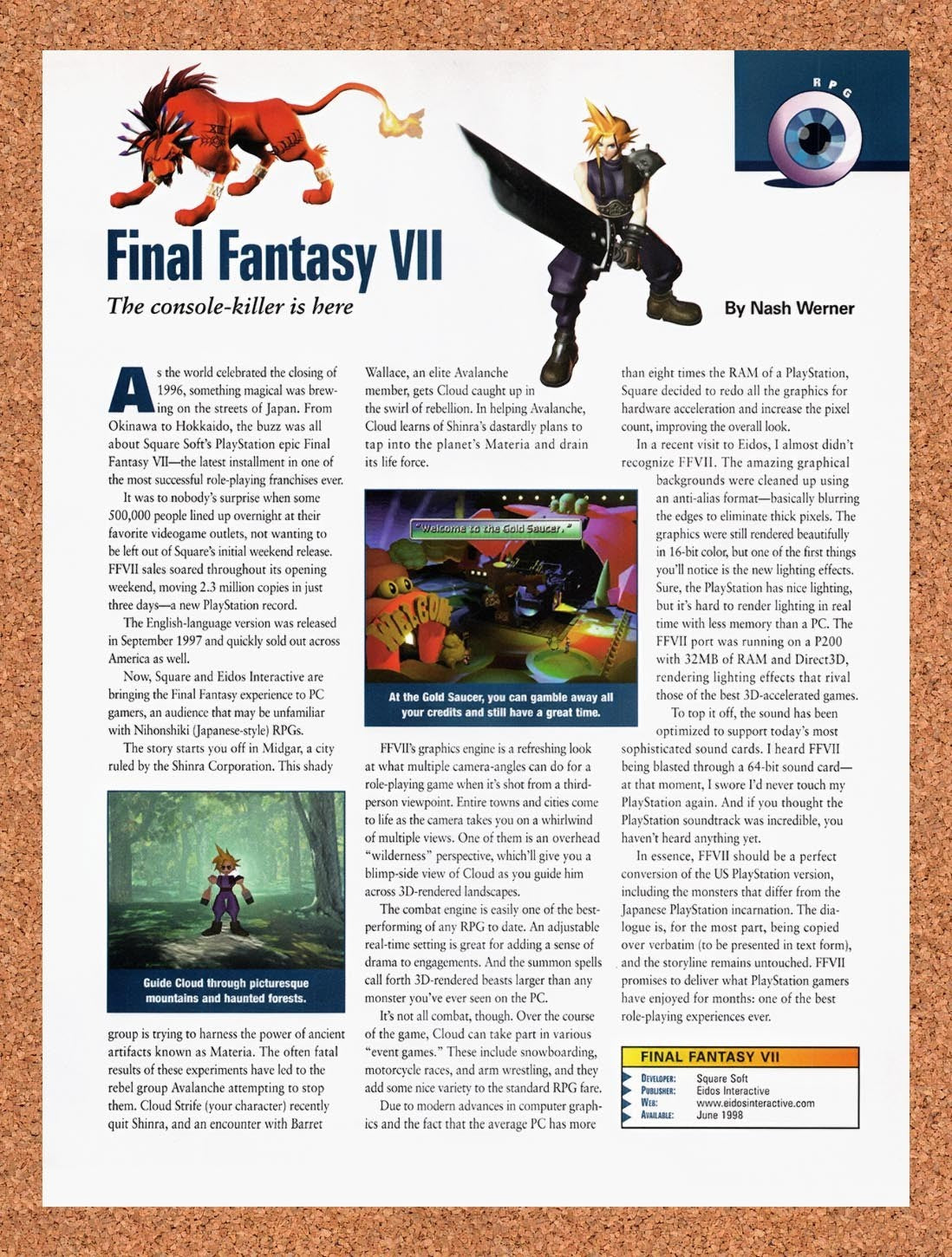 1998 Final Fantasy VII Now On PC Original Advertisement / Retro Promo vr10