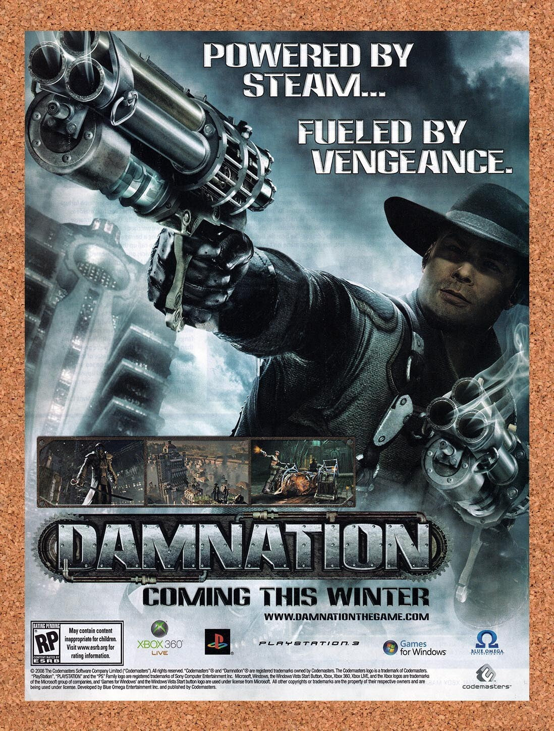 2008 Damnation Xbox 360 Original Advertisement / Retro Wall Art v1