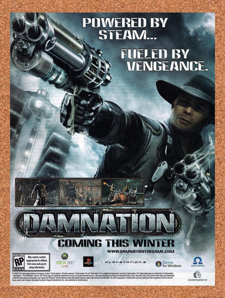 2008 Damnation Xbox 360 Original Advertisement / Retro Wall Art v1
