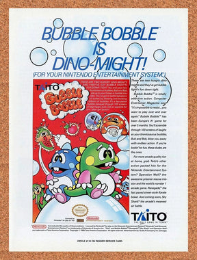 Bubble Bobble NES Original 1990 Ad Authentic Nintendo Video Game Promo