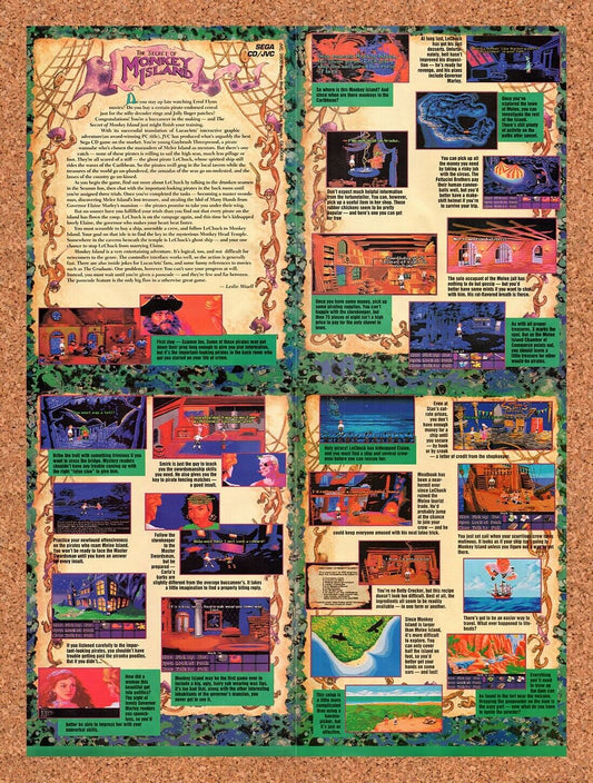 1992 The Secret Of Monkey Island Sega CD Original 4-Part Ad / Retro Wall Art v1