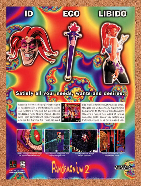 1997 Pandemonium 2 PS1 Original Advertisement / Retro Wall Art v1