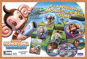 Super Monkey Ball Banana Blitz Wii Original 2007 Ad Authentic Game Promo