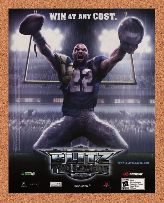 Blitz The League PS2 Original 2007 Ad Authentic Midway Action Video Game Promo