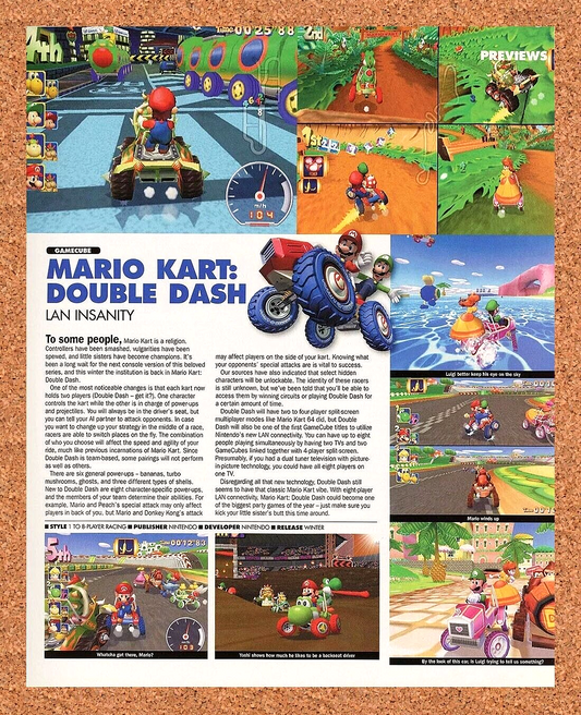 Mario Kart Double Dash GameCube Original 2005 Ad Authentic Video Game Promo v1