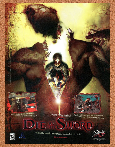 Die By The Sword PC Original 2000 Print Ad Authentic Video Game Art Promo