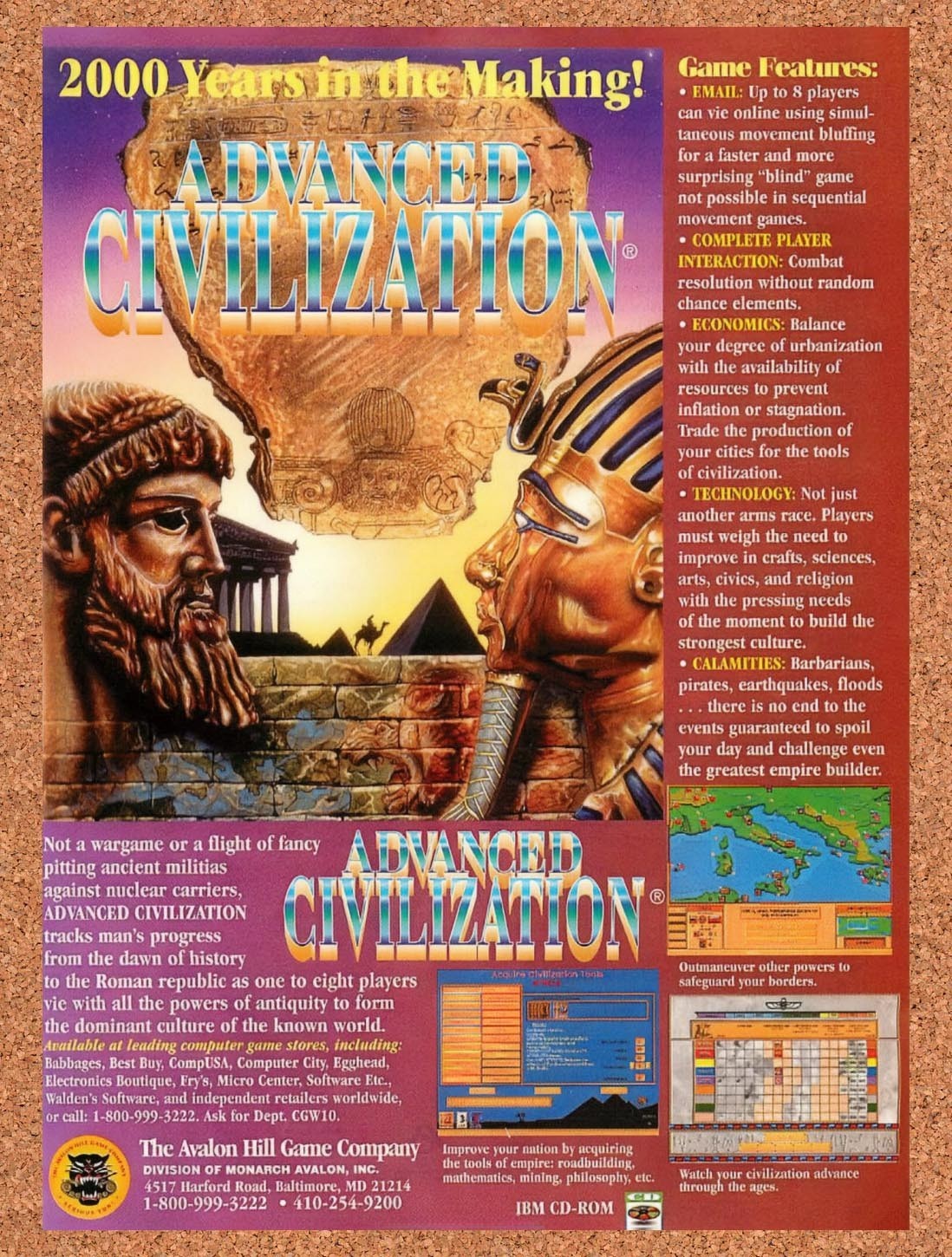 1995 Advanced Civilization PC Original Advertisement / Retro Promo v1