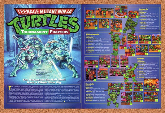 1992 TMNT Tournament Fighters SNES Original Advertisement / Retro Wall Art v2