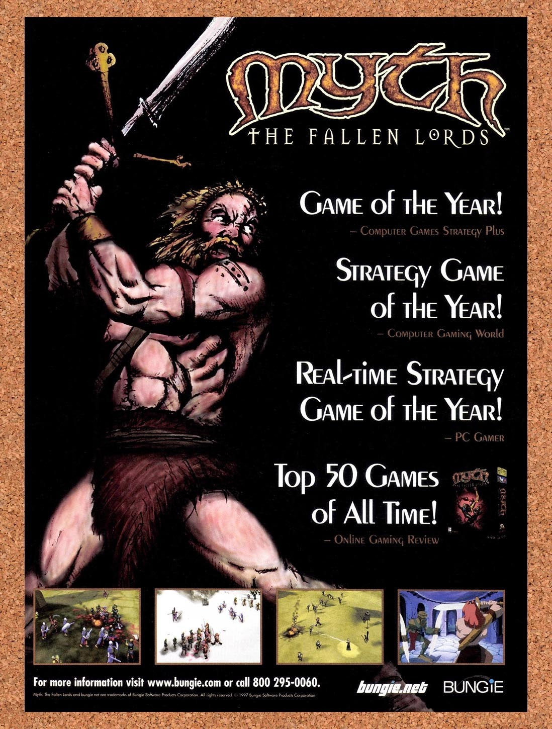 1998 Myth The Fallen Lords PC Original Advertisement / Retro Promo v5