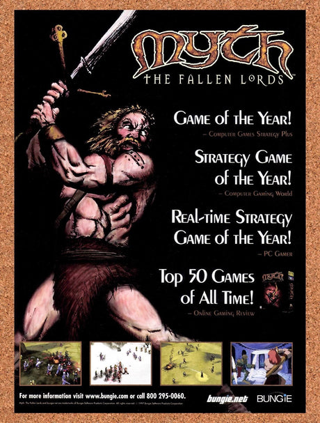1998 Myth The Fallen Lords PC Original Advertisement / Retro Promo v5
