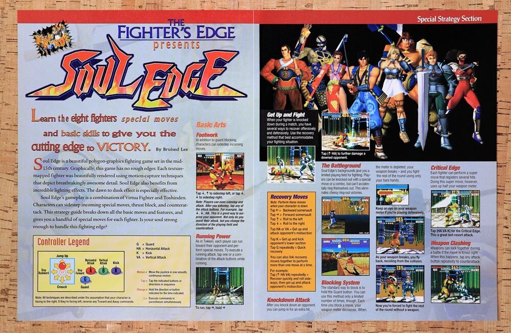1996 Soul Edge Arcade Original Advertisement / Retro Wall Art v1