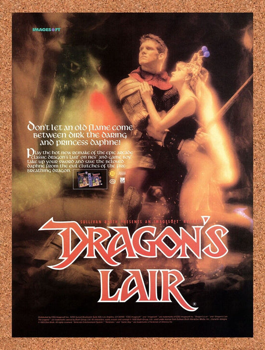 1990 Dragons Lair Game Boy Original Advertisement / Retro Wall Art v1