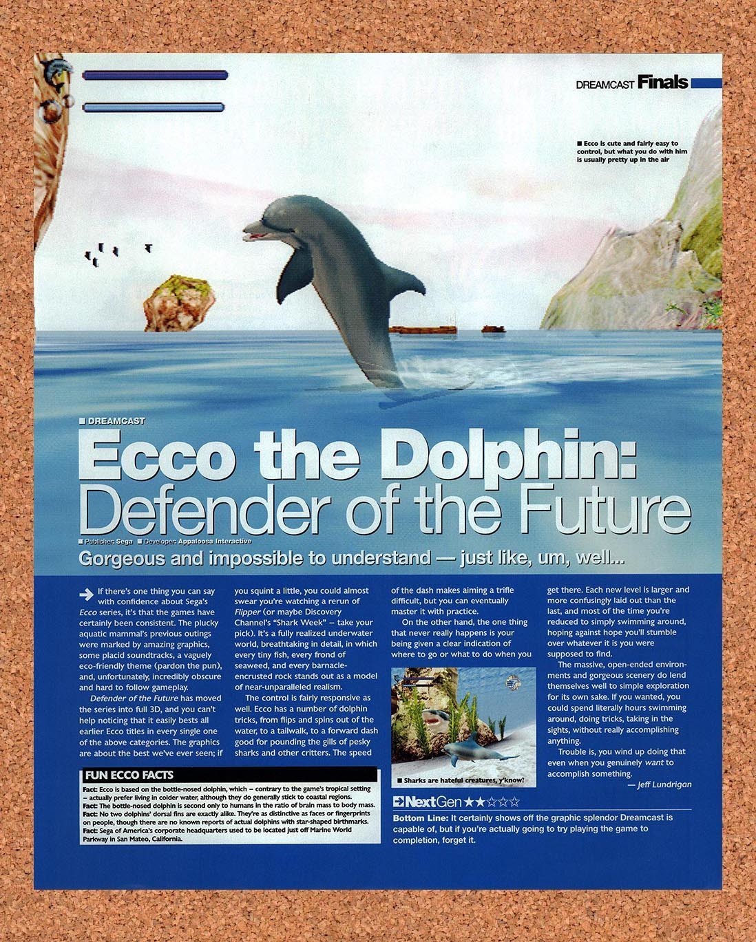 2000 Ecco The Dolphin Defender Of The Future Dreamcast Original Ad / Promo v1
